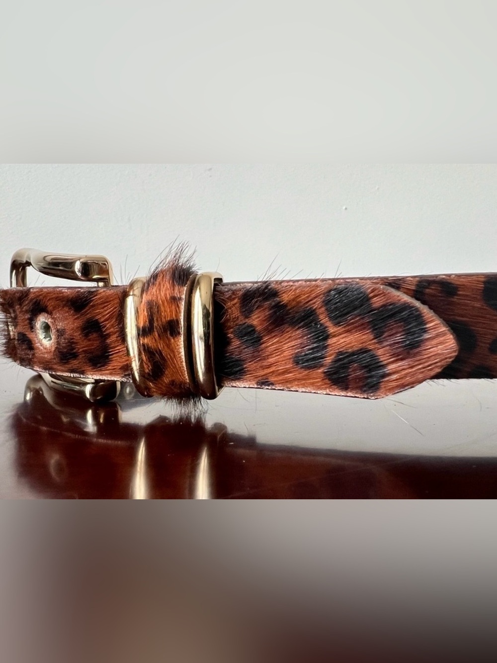 Express Leopard Faux Fur Belt with Buckle Sz Small
